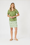 Tiffany Ruffle Linen Top - Basil