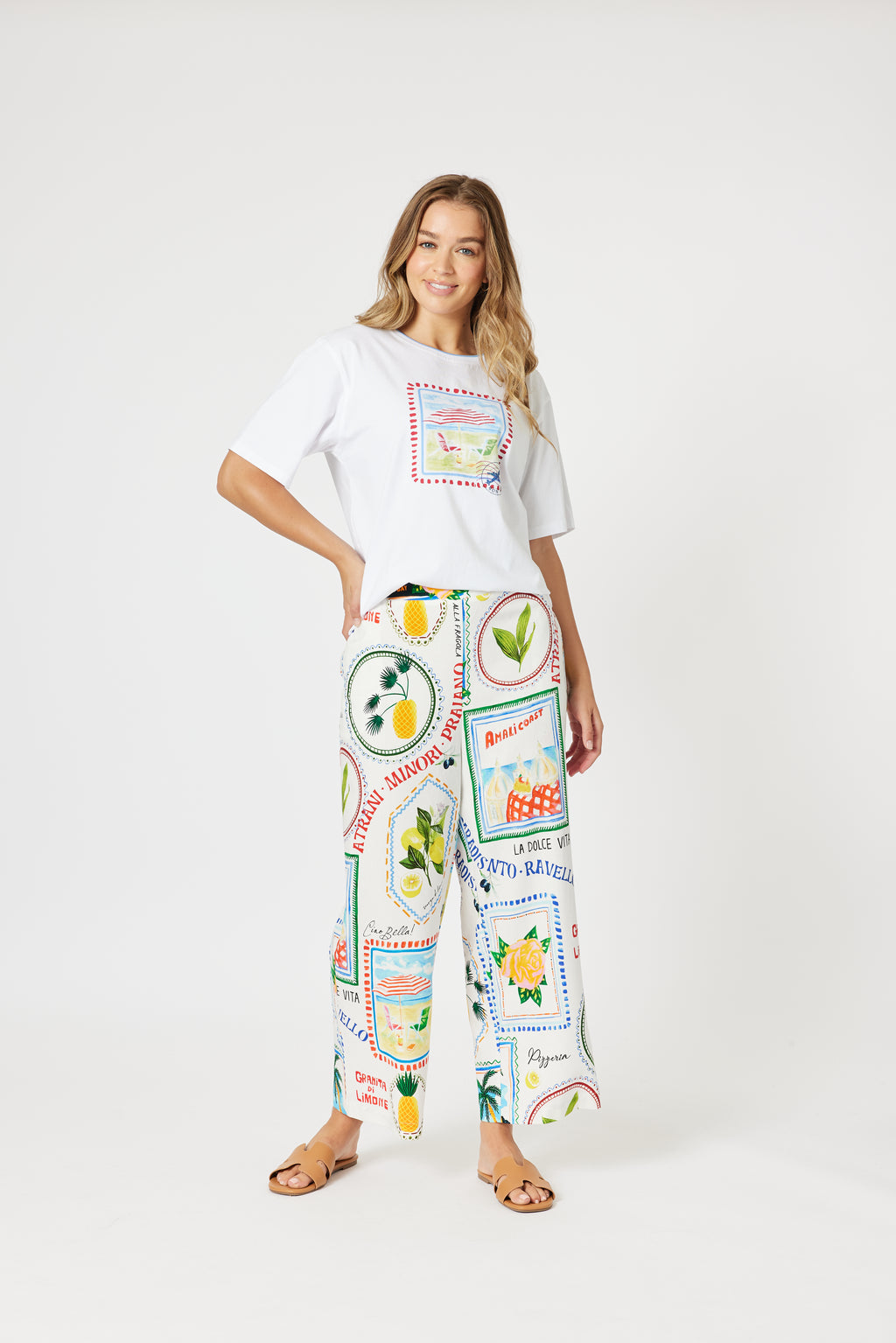 Amalfi Wide Leg Pant - Blue / Multi