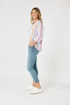 Havana Stripe Top - Basil Multi