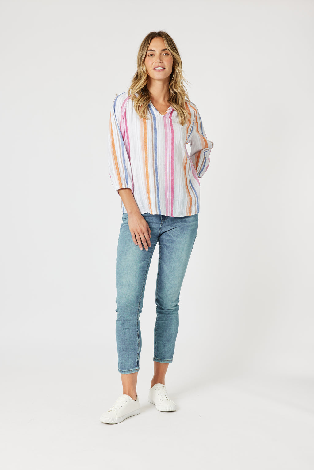 Havana Stripe Top - Basil Multi