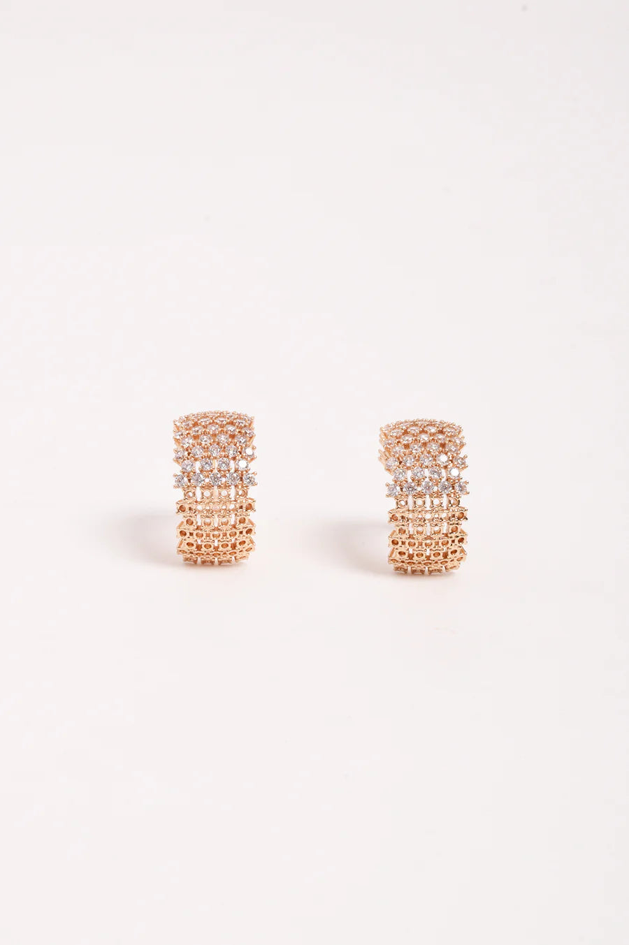 Mini Diamante Rows Hoops- Gold