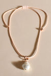 Baroque Pearl Drop Adjustable Leather Necklace