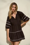 Again Black SS Tiered Smock Dress - Vault Country Clothing