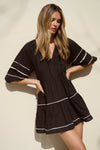 Again Black SS Tiered Smock Dress - Vault Country Clothing
