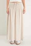 Byron Natural Linen Shirred Waist Maxi Skirt