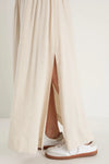 Byron Natural Linen Shirred Waist Maxi Skirt