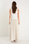 Byron Natural Linen Shirred Waist Maxi Skirt