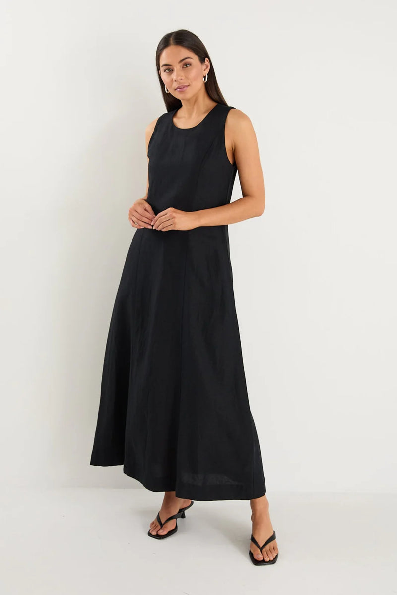 Easygoing Black Linen Blend Sleeveless Crew Neck Midi Dress Vault Country Clothing Easygoing Black Linen Blend Sleeveless Crew Neck Midi Dress Vault Country Clothing