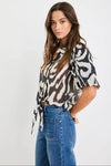 Exemption Black Zebra Tie Front SS Shirt - Vault Country Clothing