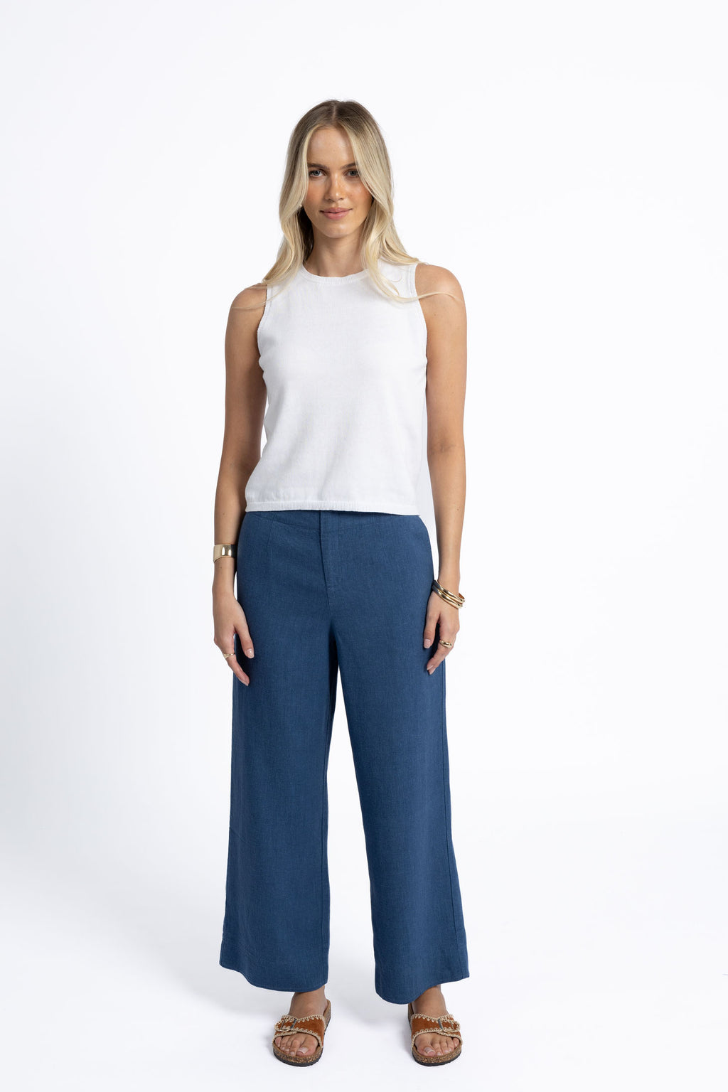 Fleetwood Linen Pant- Ocean Blue