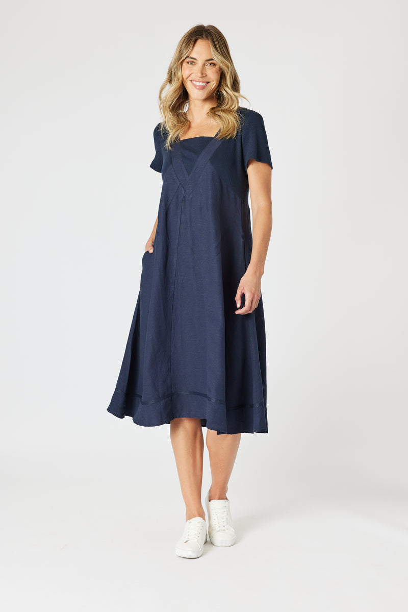 Lino Le Marais Dress - Navy
