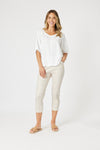 Lino V Neck Top - White