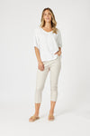 Lino V Neck Top - White