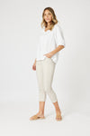 Lino V Neck Top - White
