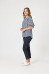 Harlequin Stripe Print Top - Navy/White