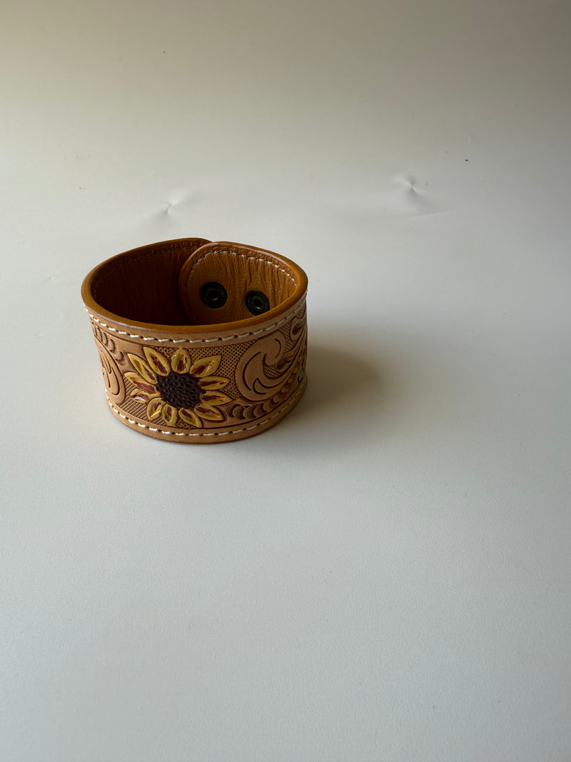 Tooled Sunflower Wristband