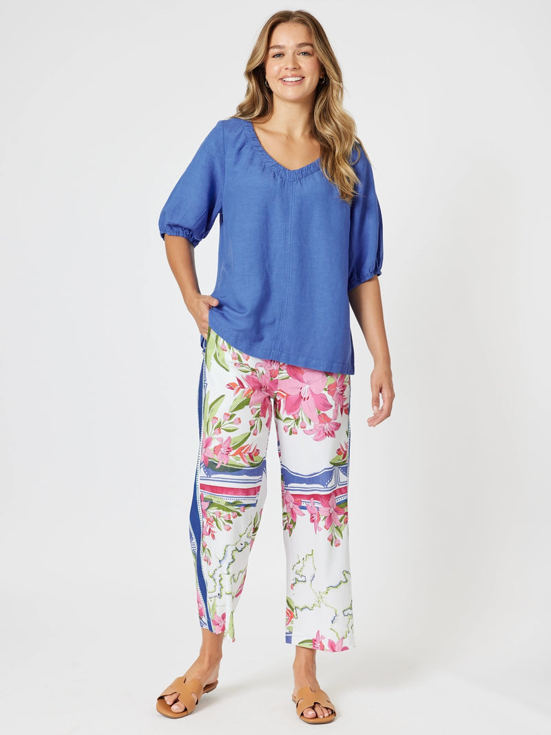 Monaco Wide Leg Pant - Sardinia Blue