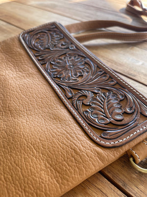 Turquoise Tooled Sling Bag
