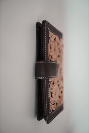 Brown & Tan Tooled Leather Wallet