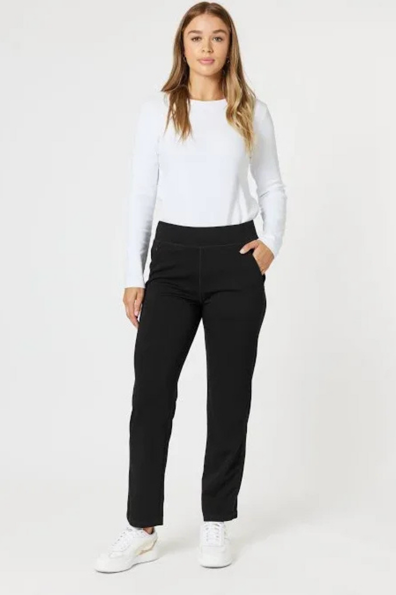 Sport Straight Leg Ponte Pant- Black