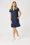 Delta Lino Dress - Navy