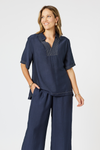 Top Stitch Detail Top - Navy