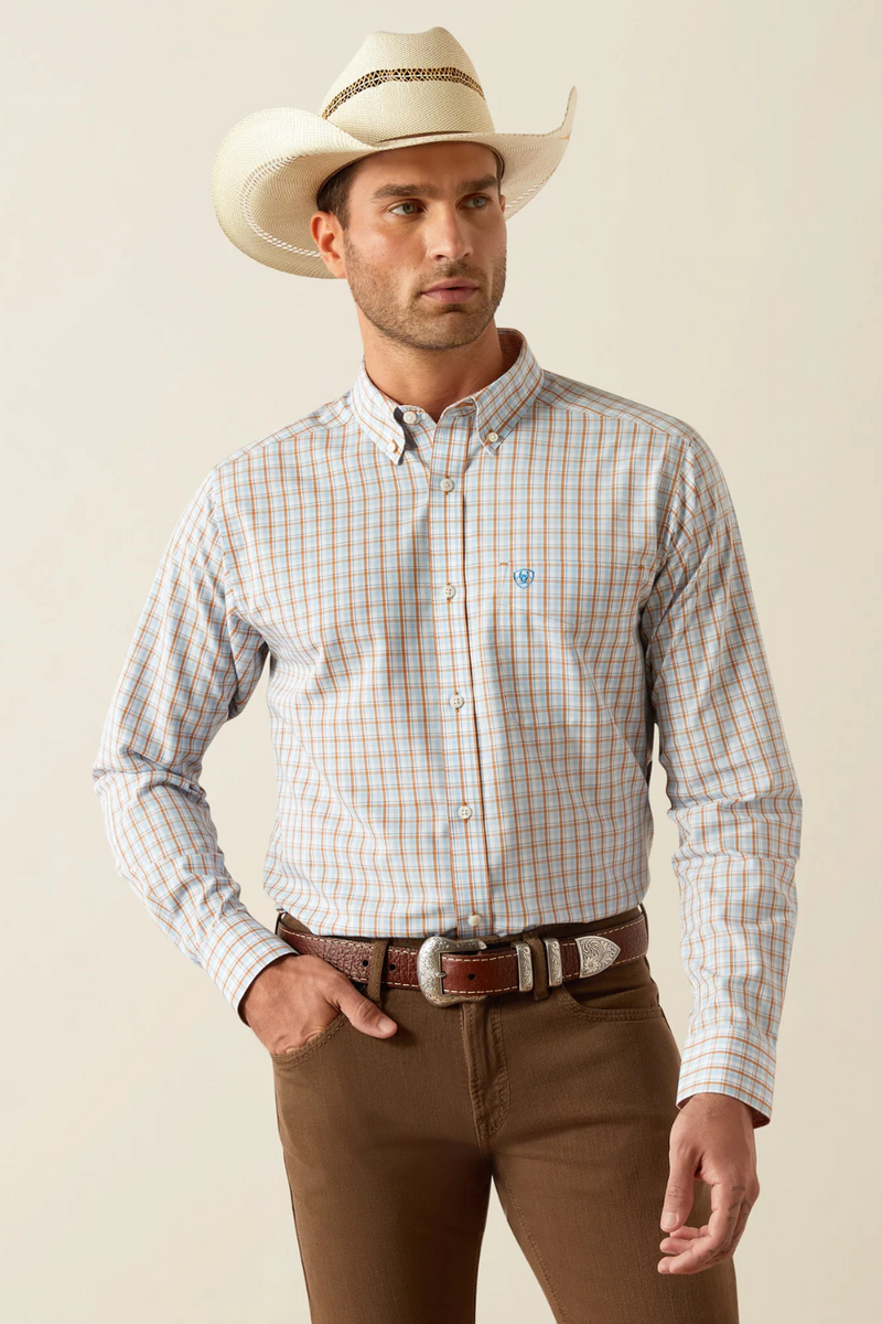 Men's Wrinkle Free Brendan Fitted Shirt- Light Brown