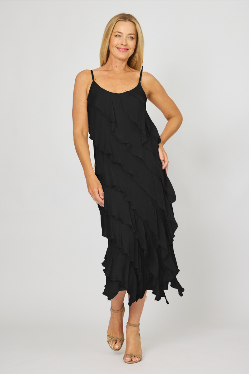 Ruffled Bias Cut Dress