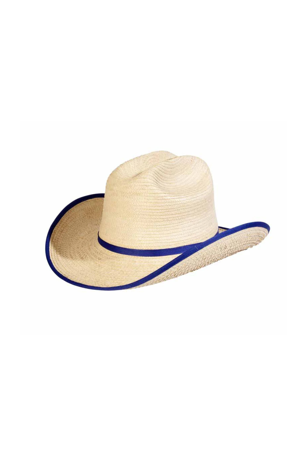 Kids Cattleman Palm Leaf Hat - Natural/Royal Blue