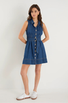 Archer Storm Blue Denim Sleeveless Mini Shirt Dress