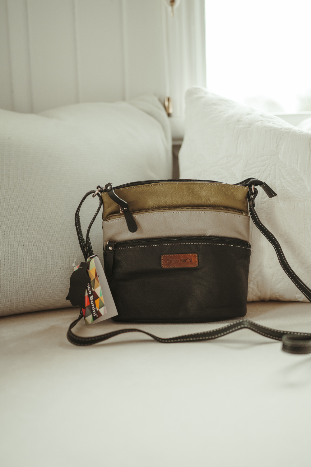 Three Zip Shoulder Bag