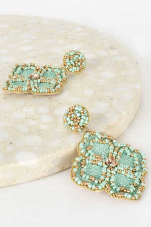 Stitched Beaded Flower Earrings