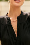 Double Layered Stone Drop Necklace