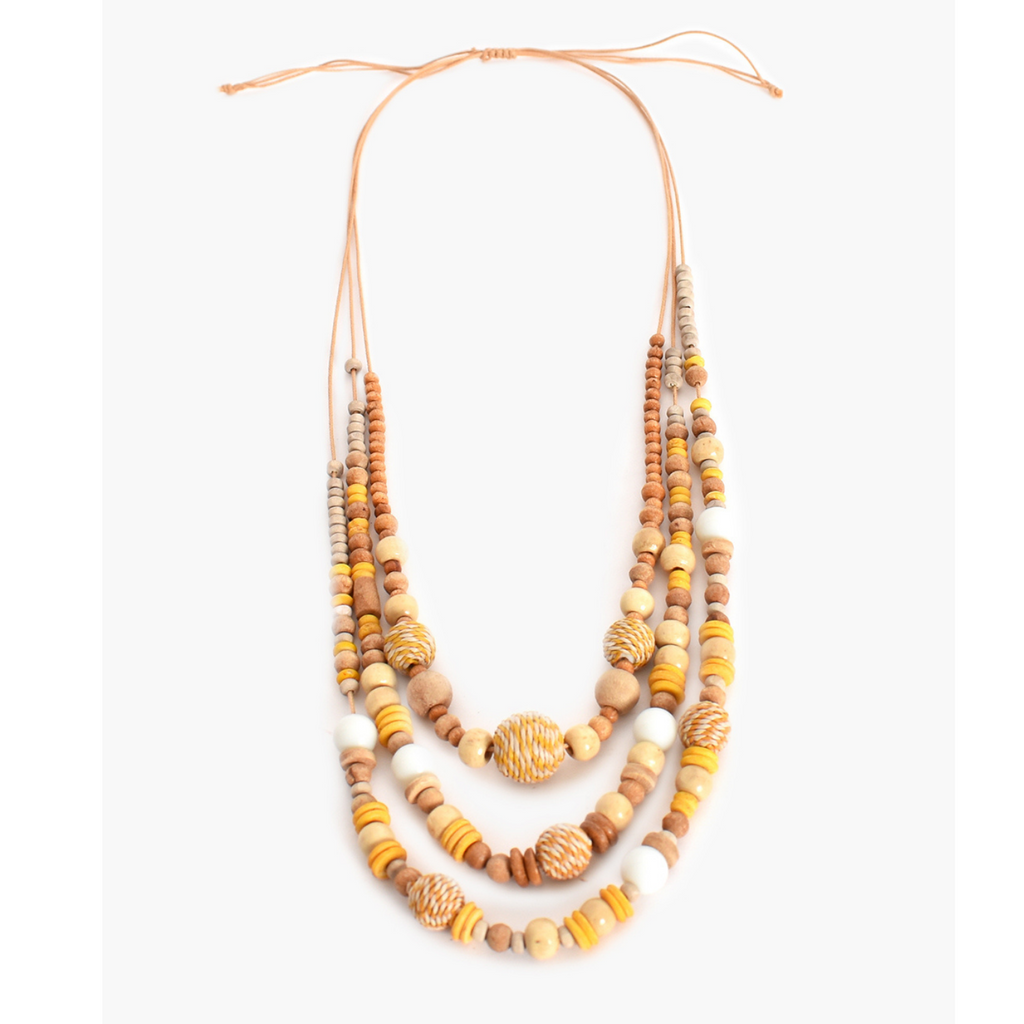 Layered Timber Weave Ball Necklace