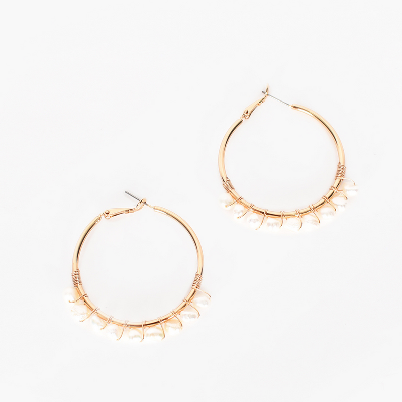 Wired Freshwater Pearl Hoops