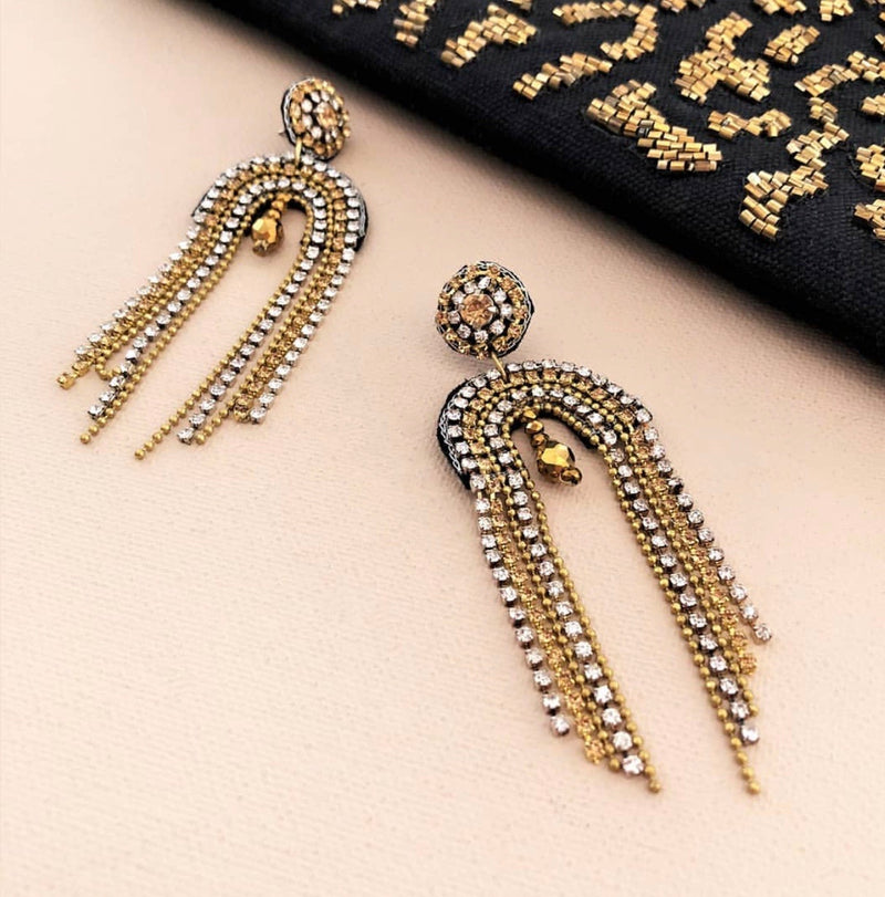 Gold Crystal Drop Earrings - Vault Country Clothing