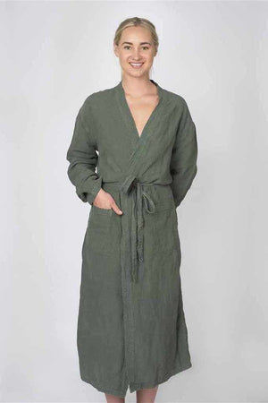 Linen Robe - Khaki