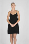 The Linen Slip Dress - Black